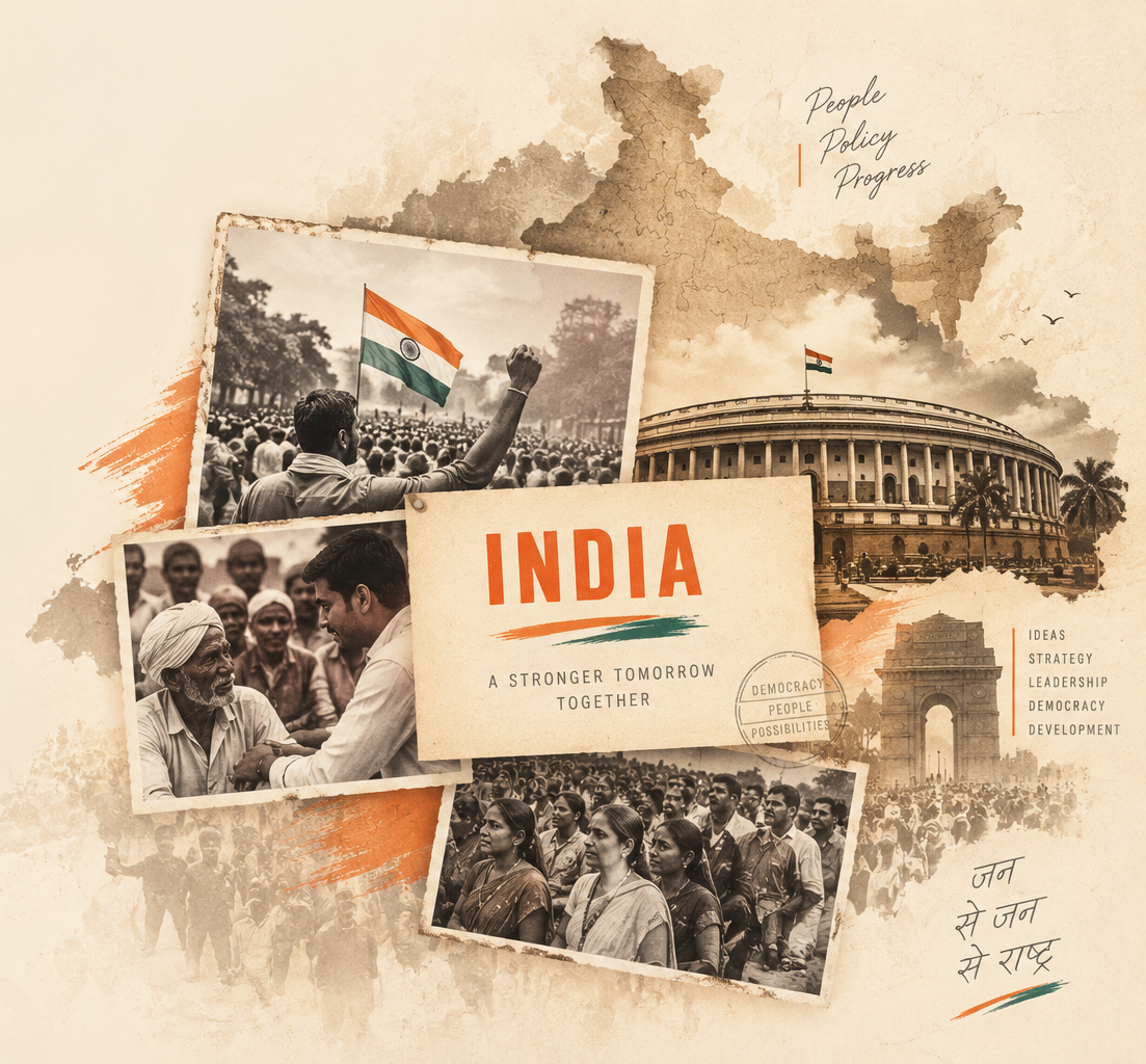 India Political Collage - People Policy Progress Democracy Strategy